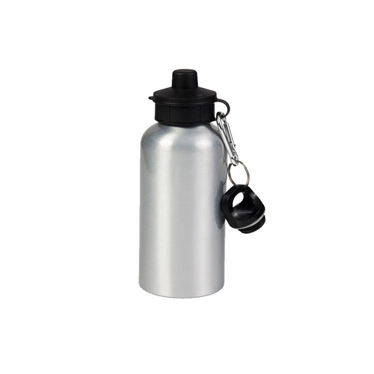 Aluminum water bottles Silver with two caps